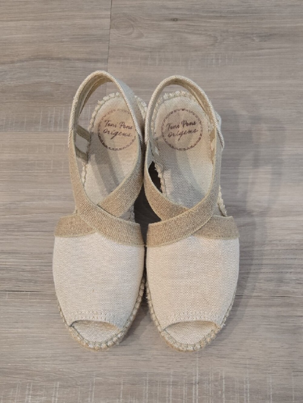 Beige Canvas Espadrille Slingbacks